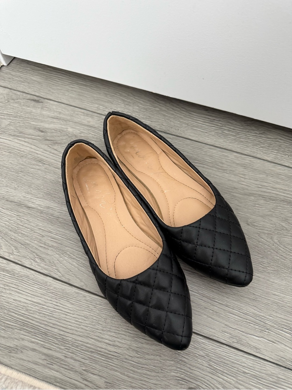 Quilted Pointed Toe Women’s Flats - Black